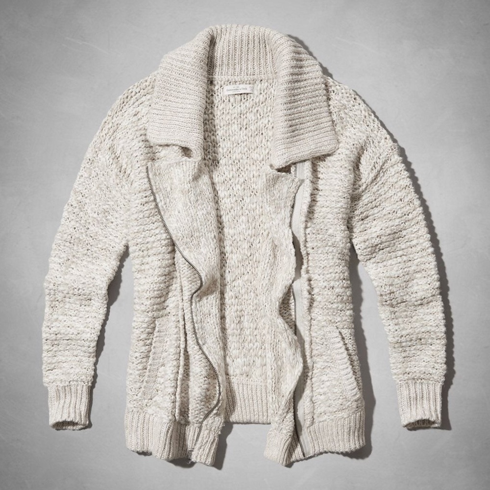Abercrombie Wool Blend Chunky Moto Cardigan